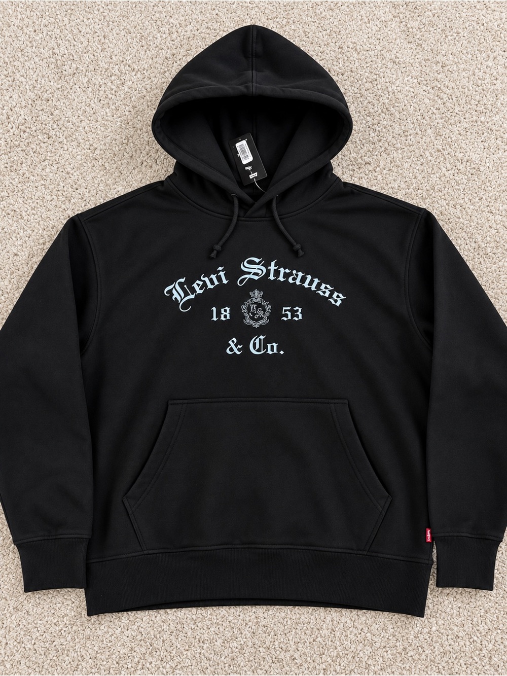 Levi's Black Hoodie with Light Blue Script Logo